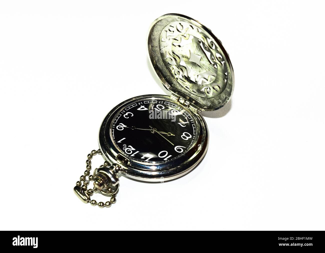 Steel pocket watch, shiny, a stainless steel Stock Photo Alamy