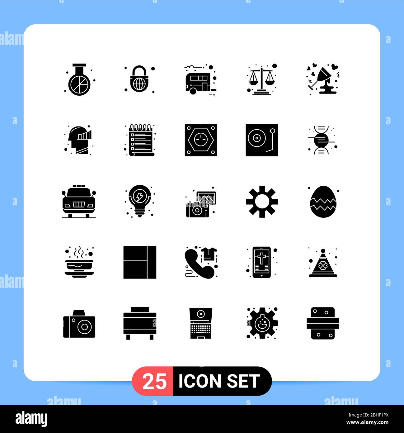 Modern Set Of 25 Solid Glyphs And Symbols Such As Celebrate