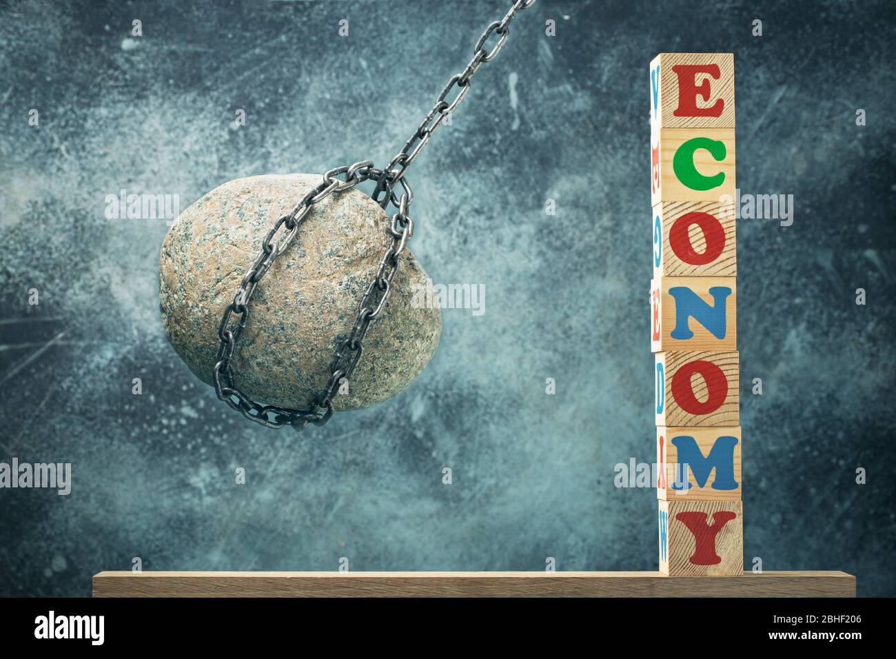 Blow for global economy concept Stock Photo