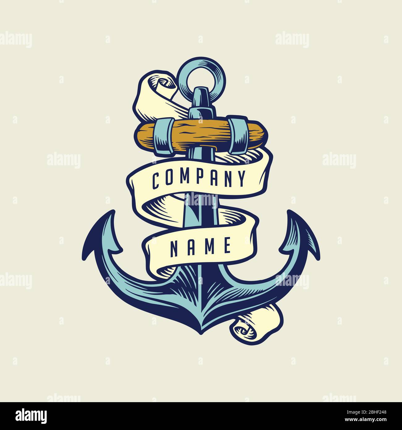Illustrations Ship Anchor Vintage with Ribbon Stock Vector