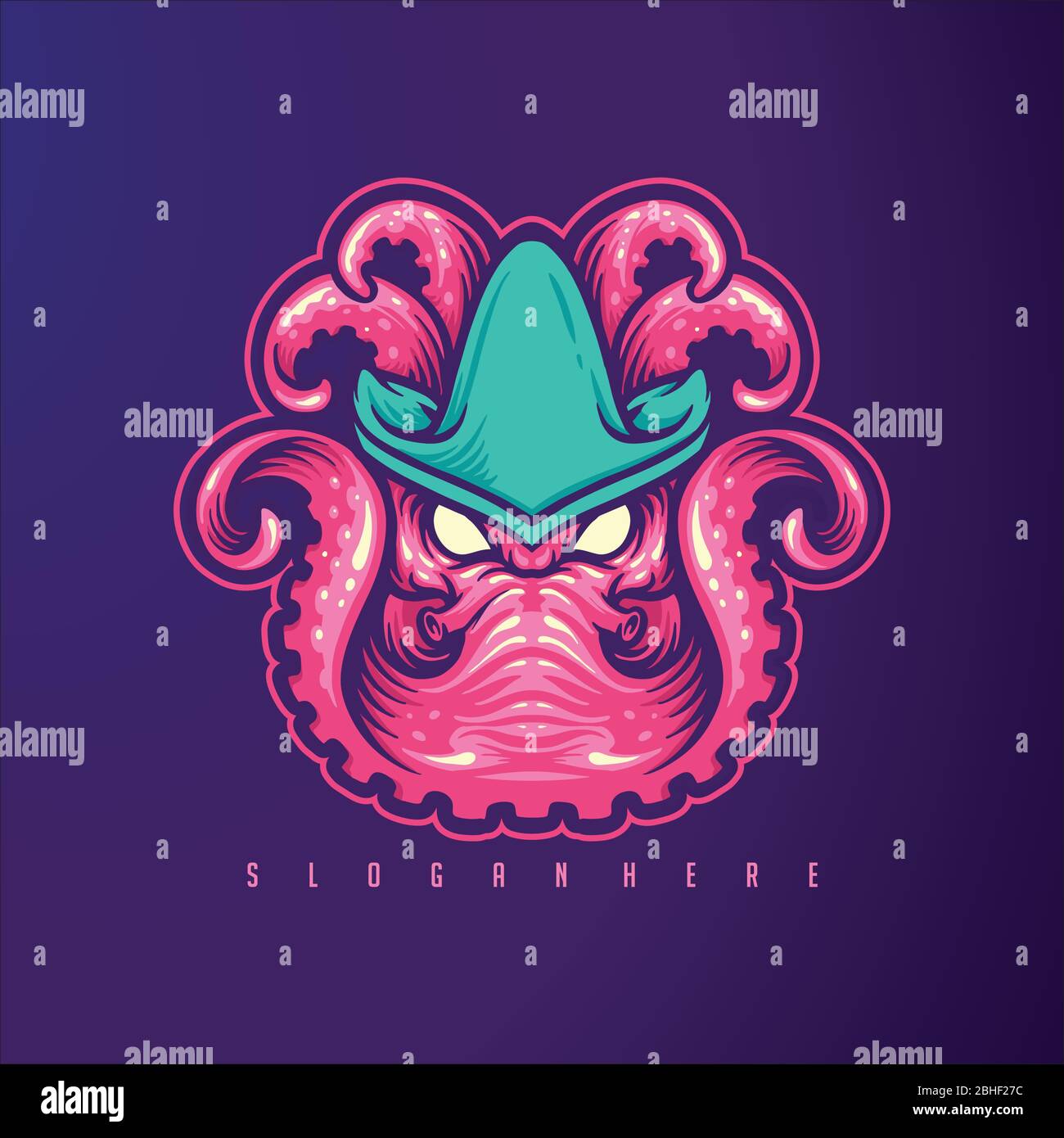 Kraken Octopus Mascot Icon Logo Vector Image For Your Design Stock Vector Image Art Alamy