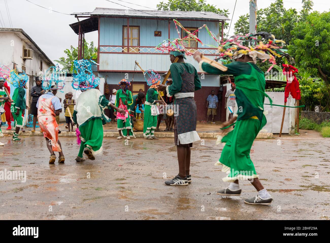 Conga dance performance at the fishing village of Pantofu, Sao Tome