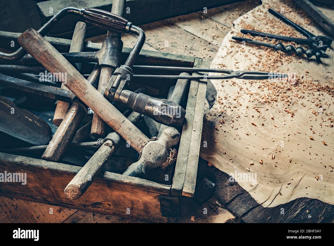 old joinery tools - close up Stock Photo