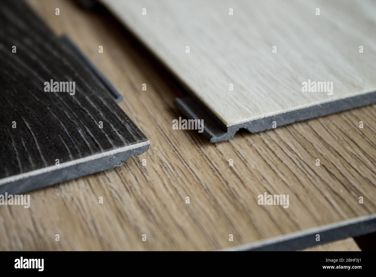 Vinyl strips. Flexible plastic laminate.Floor covering, LVT Stock Photo