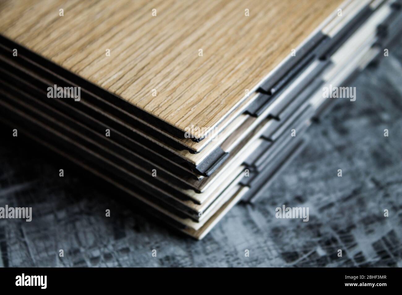 Vinyl strips. Flexible plastic laminate.Floor covering, LVT Stock Photo