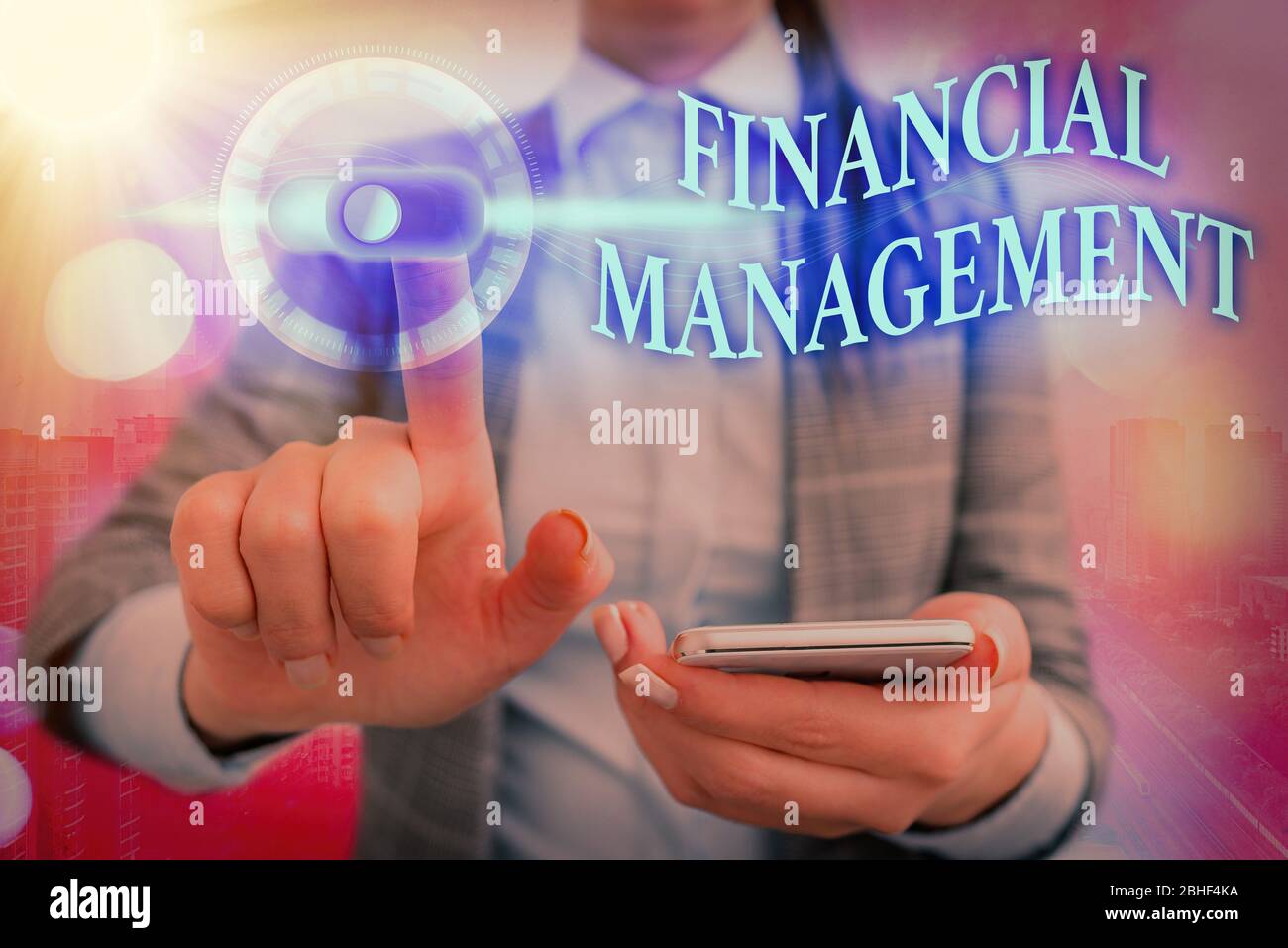 Writing note showing Financial Management. Business concept for efficient and effective way to Manage Money and Funds Stock Photo