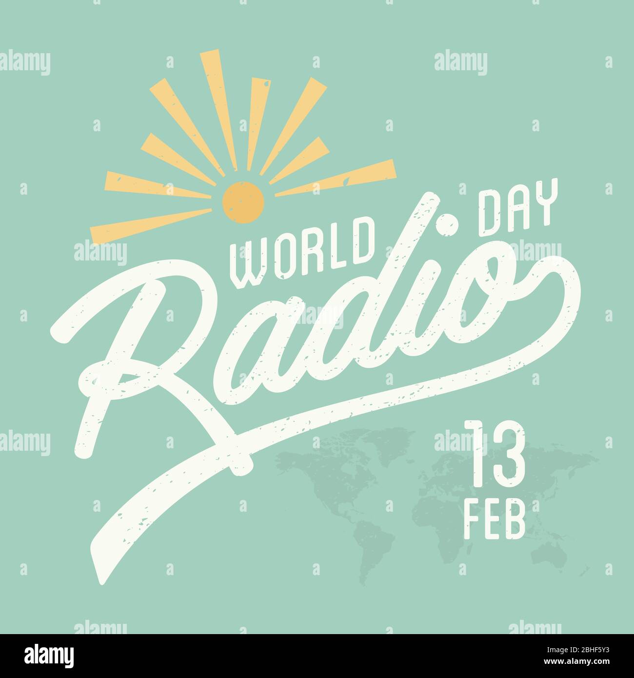 Vintage letter World Radio Day for element design on the green background. Vector idea of broadcasting and communication design. Vector illustration E Stock Vector