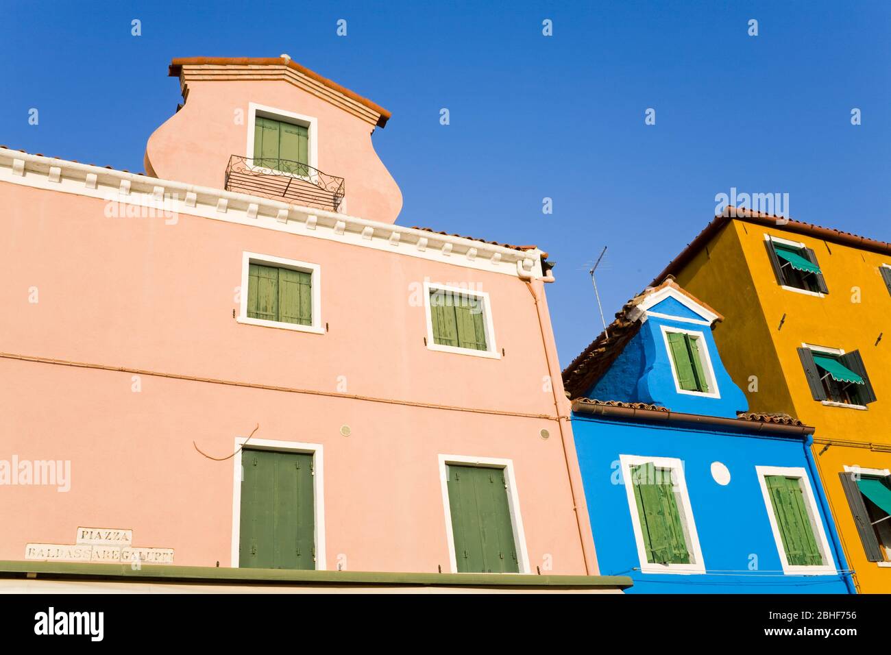 Piazza Baldassare Galuppi on Burano Island, Venice, Italy, Europe Stock Photo