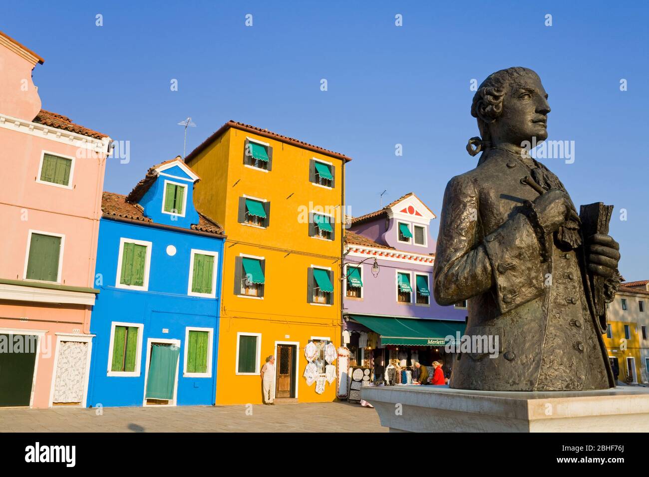 Bust of Baldassare Galuppi on Burano Island, Venice, Italy, Europe Stock Photo