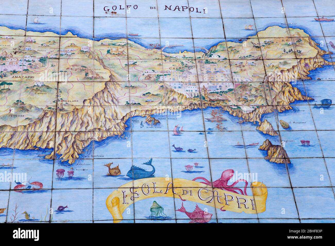Map Of Capri Italy Map Of Capri Island In Tiles, Capri Town, Capri Island, Bay Of Naples, Italy,  Europe Stock Photo - Alamy