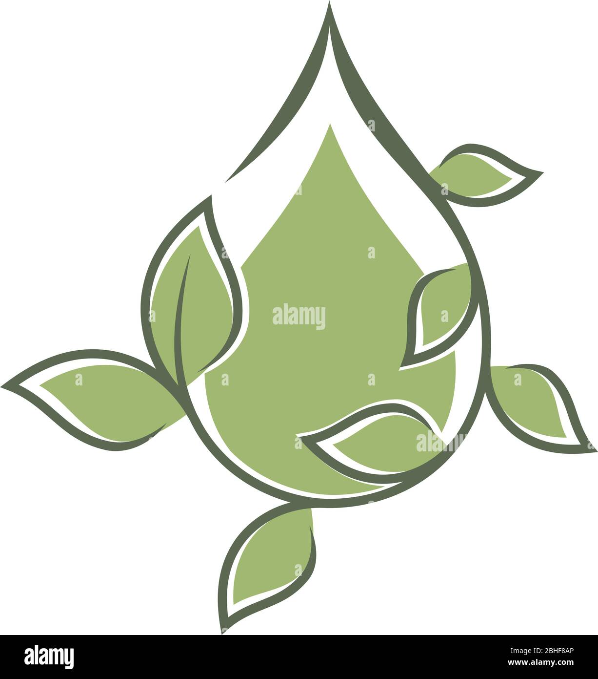 Green droplet leaf ornament vector icons symbol. Spring leaves ecology symbols. Vector illustration EPS.8 EPS.10 Stock Vector