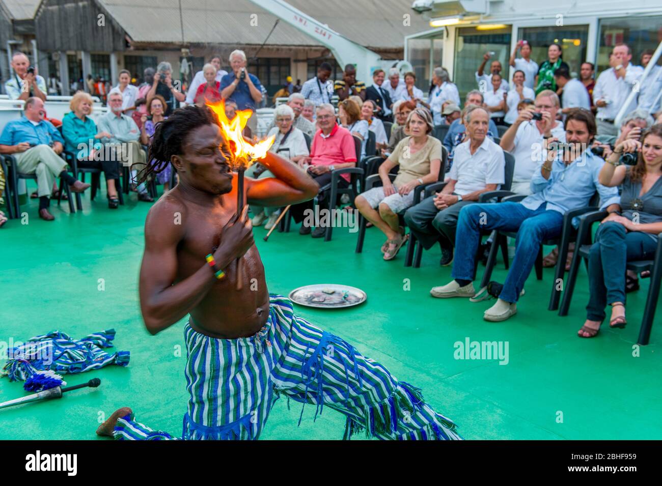 Fire dance performance by the National Dance Troupe of Sierra Leone on