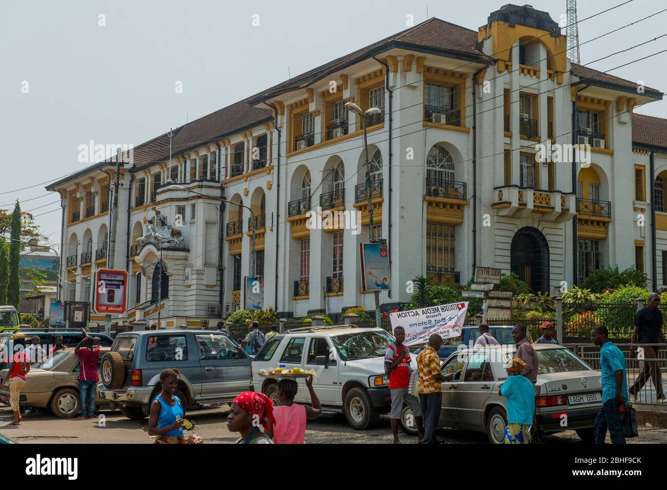 Street scene with court house in Freetown, Sierra Leone. Stock Photo