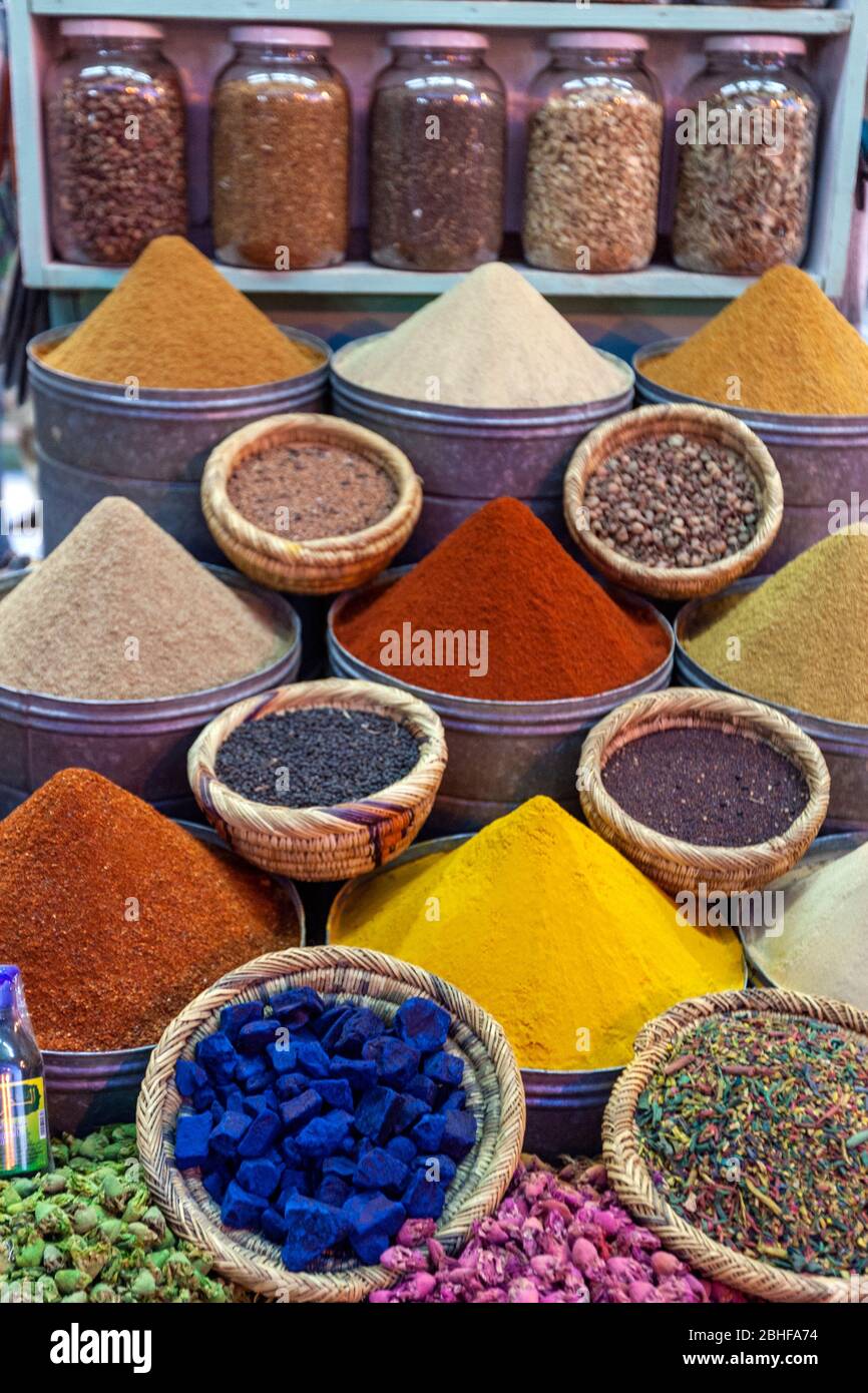 Spice shop in Souks and Medina of Marrakesh, Morocco Stock Photo Alamy
