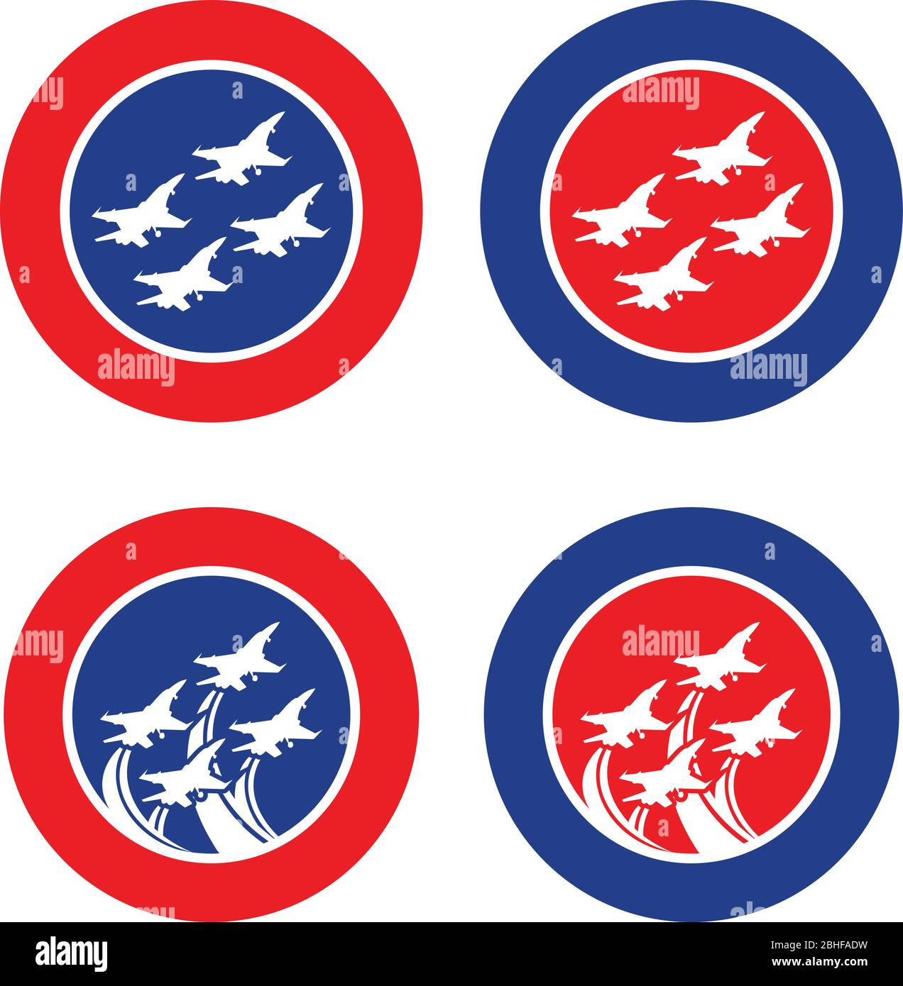 Flying formation jet fighter emblem design vector for element design. Abstract vector illustration of flying jet fighter. Vector illustration Stock Vector