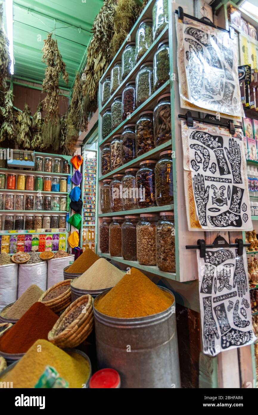 Spice shop in Souks and Medina of Marrakesh, Morocco Stock Photo Alamy