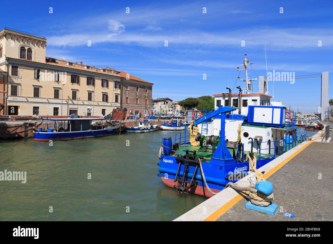 Fishing boat, Port of Fiumicino, Rome, Italy, Europe Stock Photo