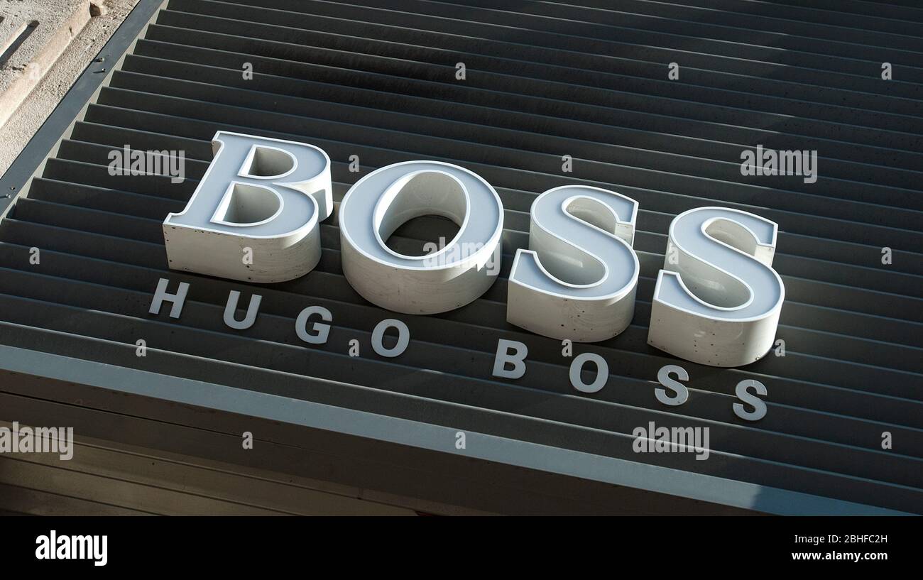 Hugo Boss shop sign, Mallorca, Balearics, Spain Stock Photo - Alamy