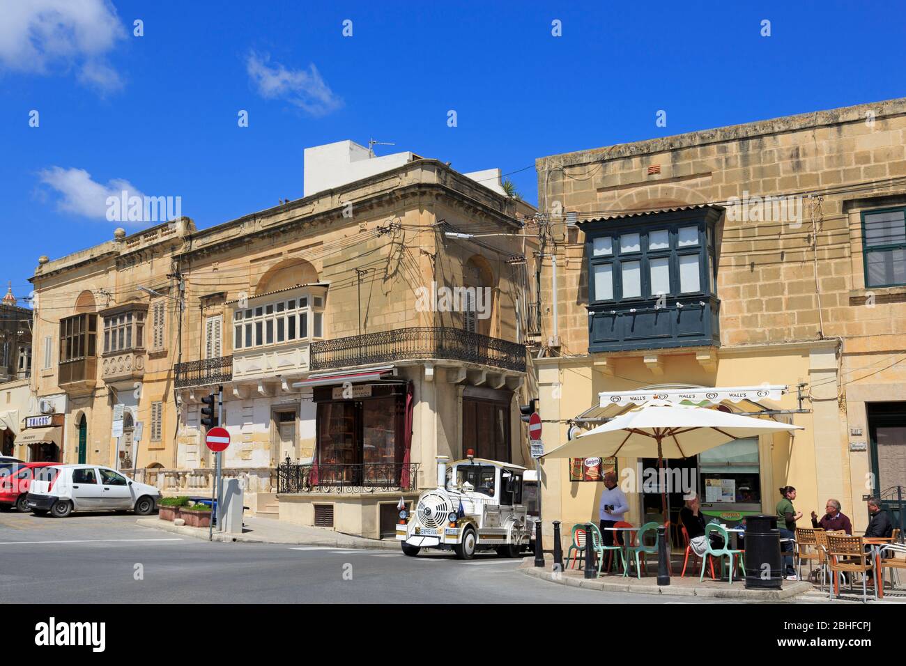 Tourist train, San Frangisk Square, Victoria City, Gozo Island, Malta, Europe Stock Photo