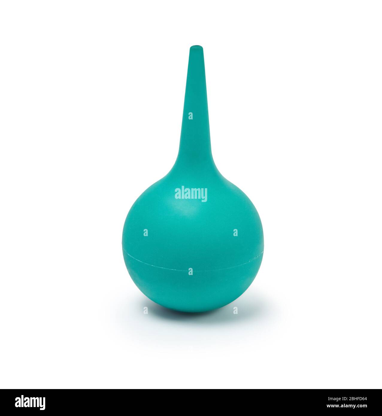 green rubber bulb syringe for douching isolated on white background