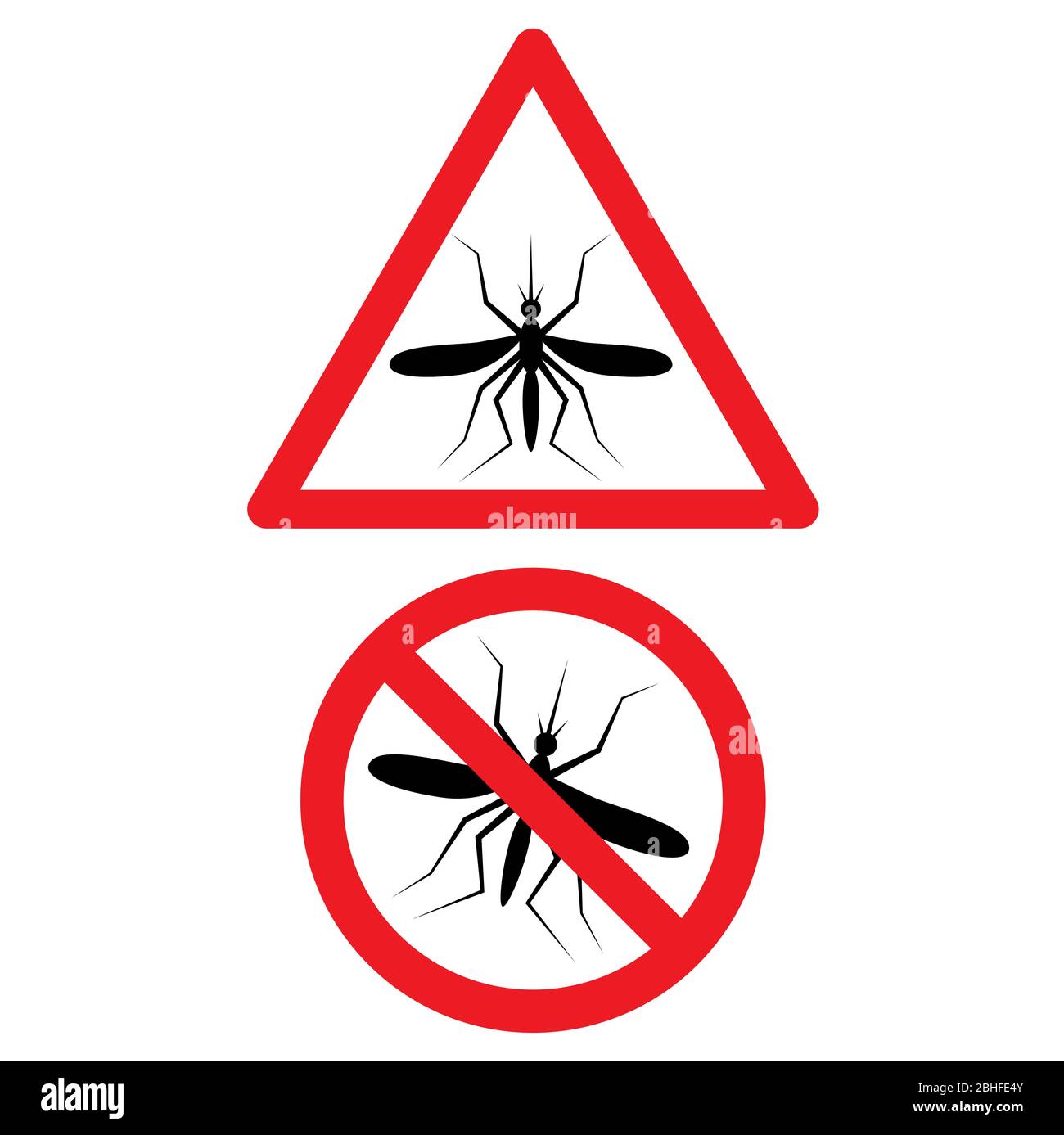 No Mosquito Icon red triangle, circle warning sign Stock Vector