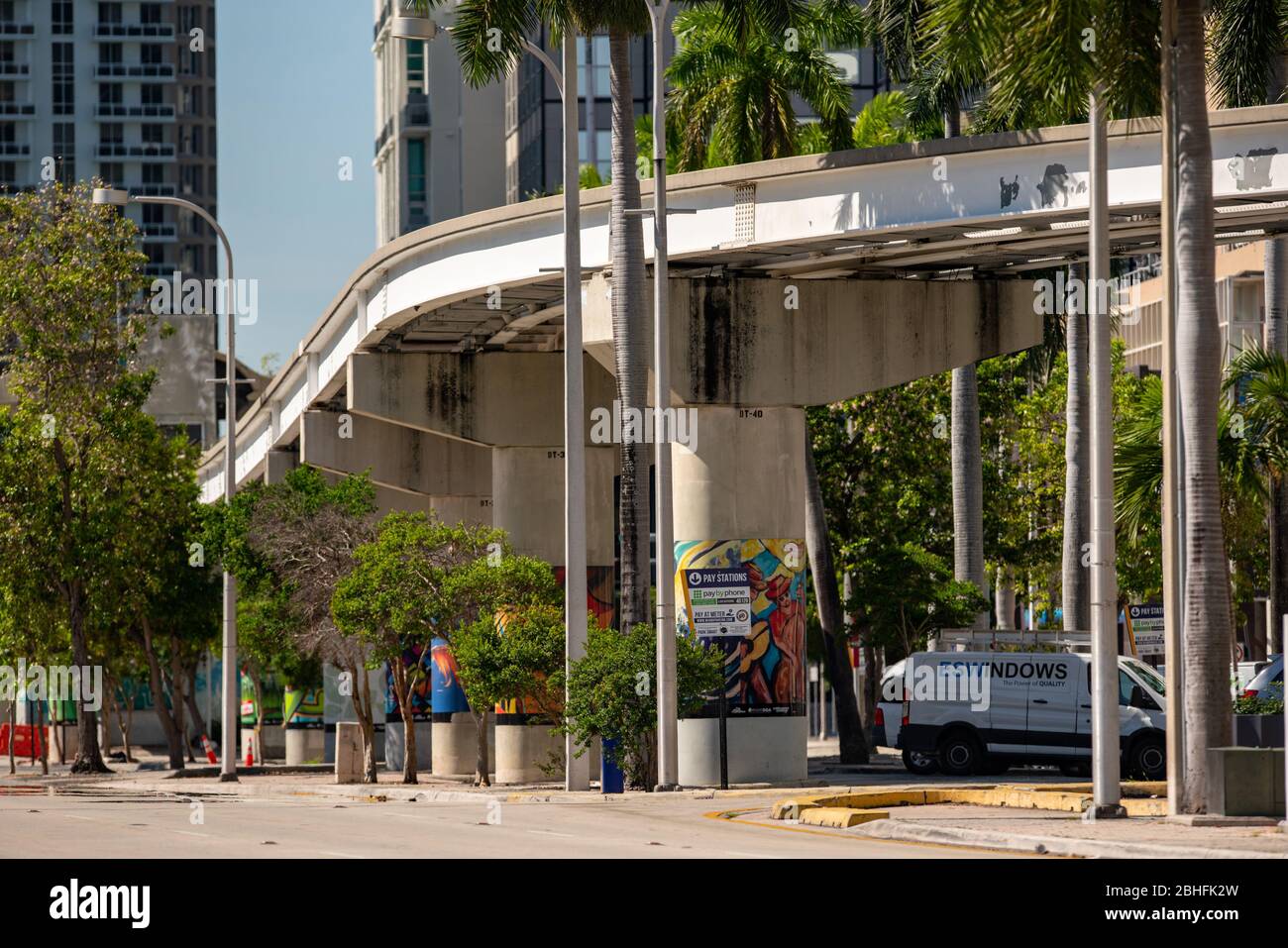Photo Miami Metrorail Biscayne Boulevard Bayfront Park platform Stock Photo