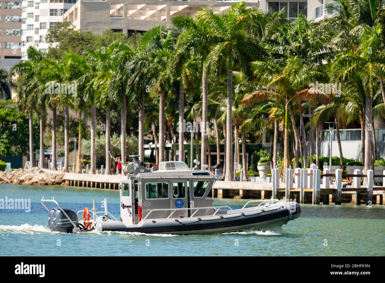 City of Miami police boat in river Stock Photo
