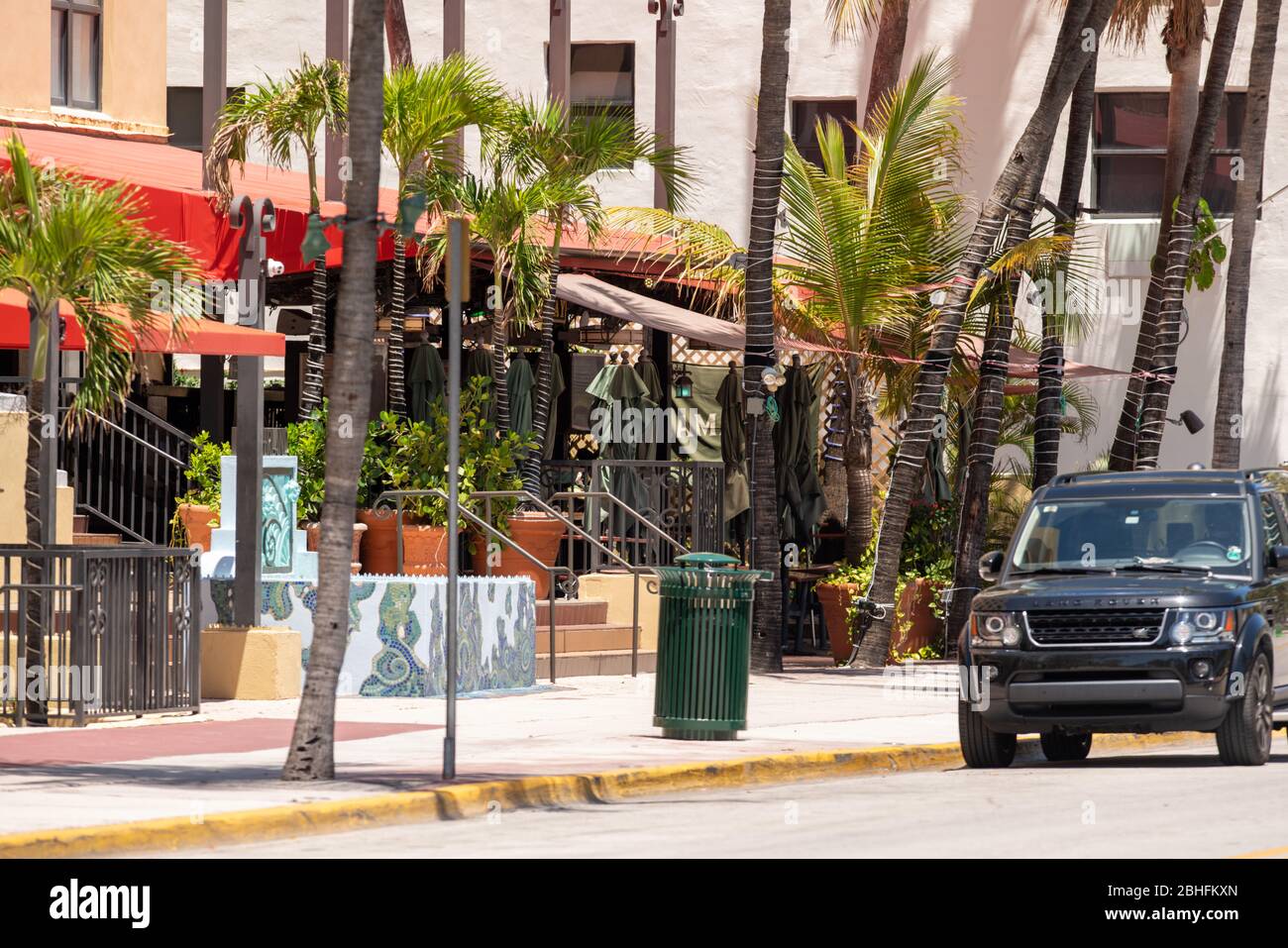 Stay at home order issued for all of Miami Beach hotels closed for business Stock Photo