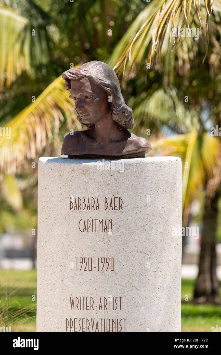 Bronze portrait of Barbara Baer Capitman Miami Beach Lummus Park memorial Stock Photo