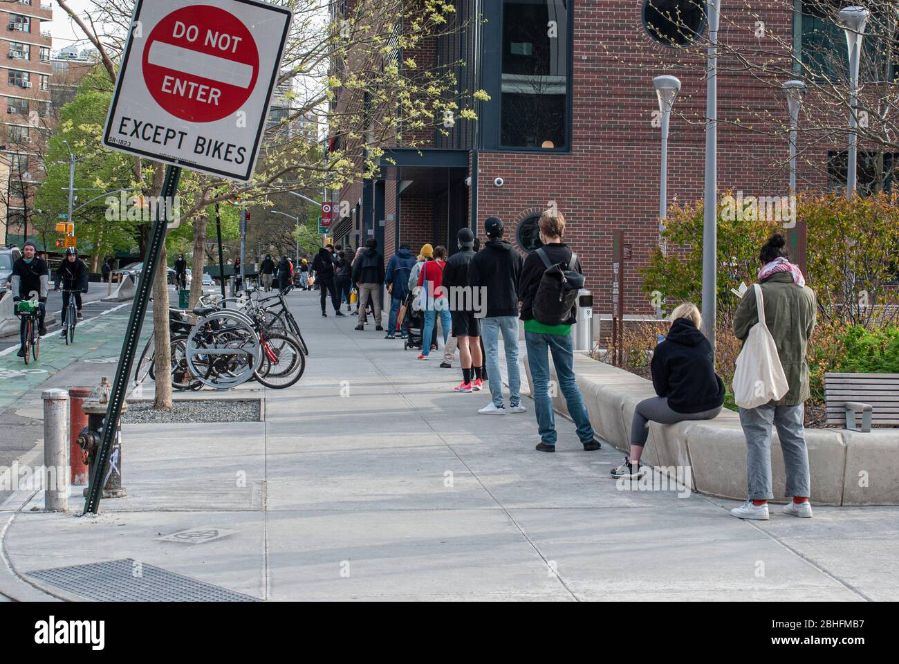 New Yorkers wait in line to enter Target in New York City during the