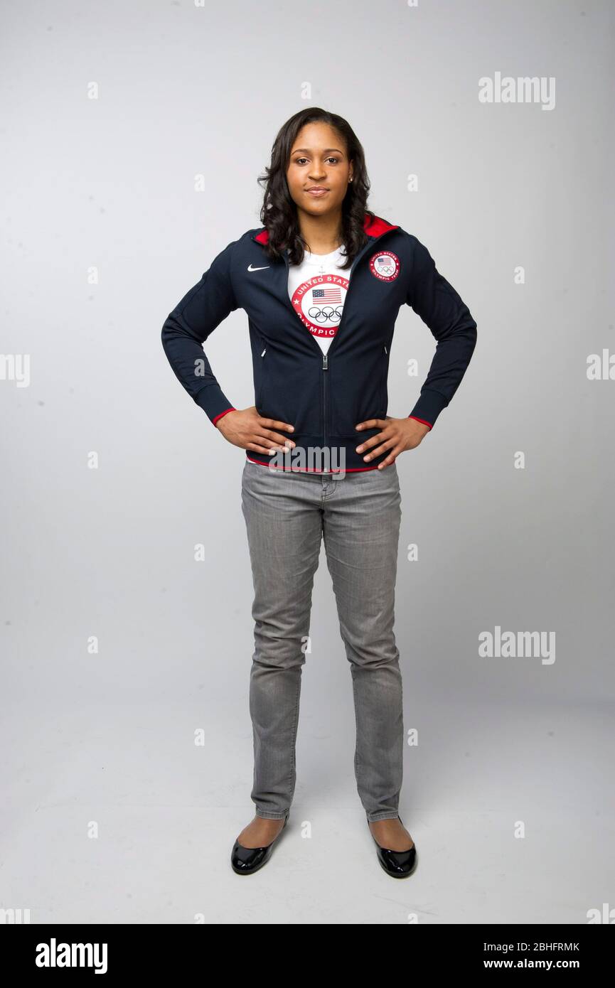 Women's basketball player Maya Moore poses at the Team USA Media Summit in Dallas, Texas in advance of the 2012 London Olympics. May 14, 2012 ©Bob Daemmrich Stock Photo