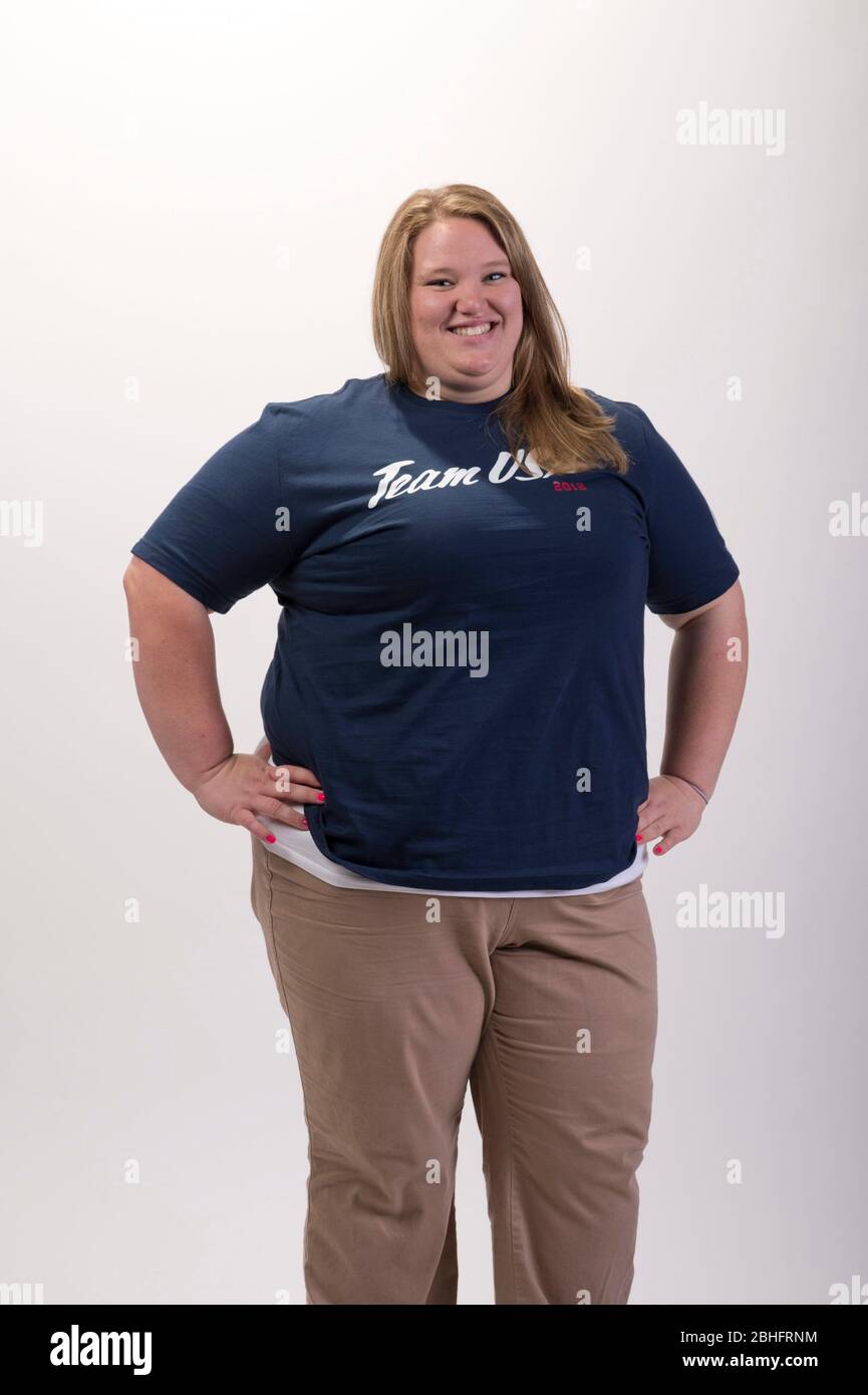 Weightlifter Holley Mangold poses during the Team USA Media Summit in Dallas, TX in advance of the 2012 London Olympics.  May 14, 2012 ©Bob Daemmrich Stock Photo