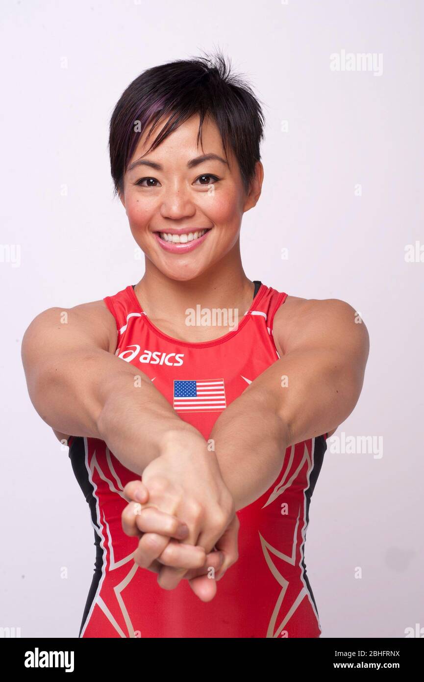 Wrestler Clarissa Chun poses during the Team USA Media Summit in Dallas