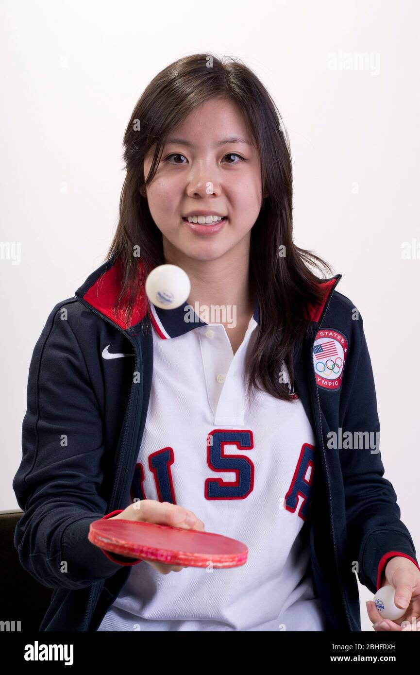 Table tennis player Arielle Hsing at the Team USA Media Summit in Dallas, TX in advance of the 2012 London Olympics.  May 14 , 2012 ©Bob Daemmrich Stock Photo