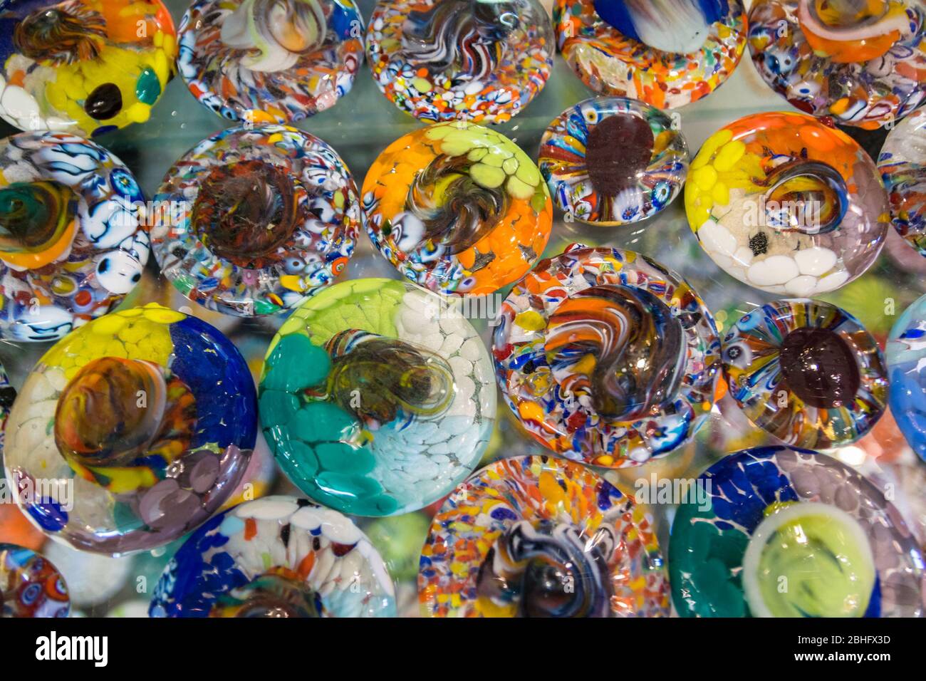 Background formed by circles of colored glass. Stock Photo