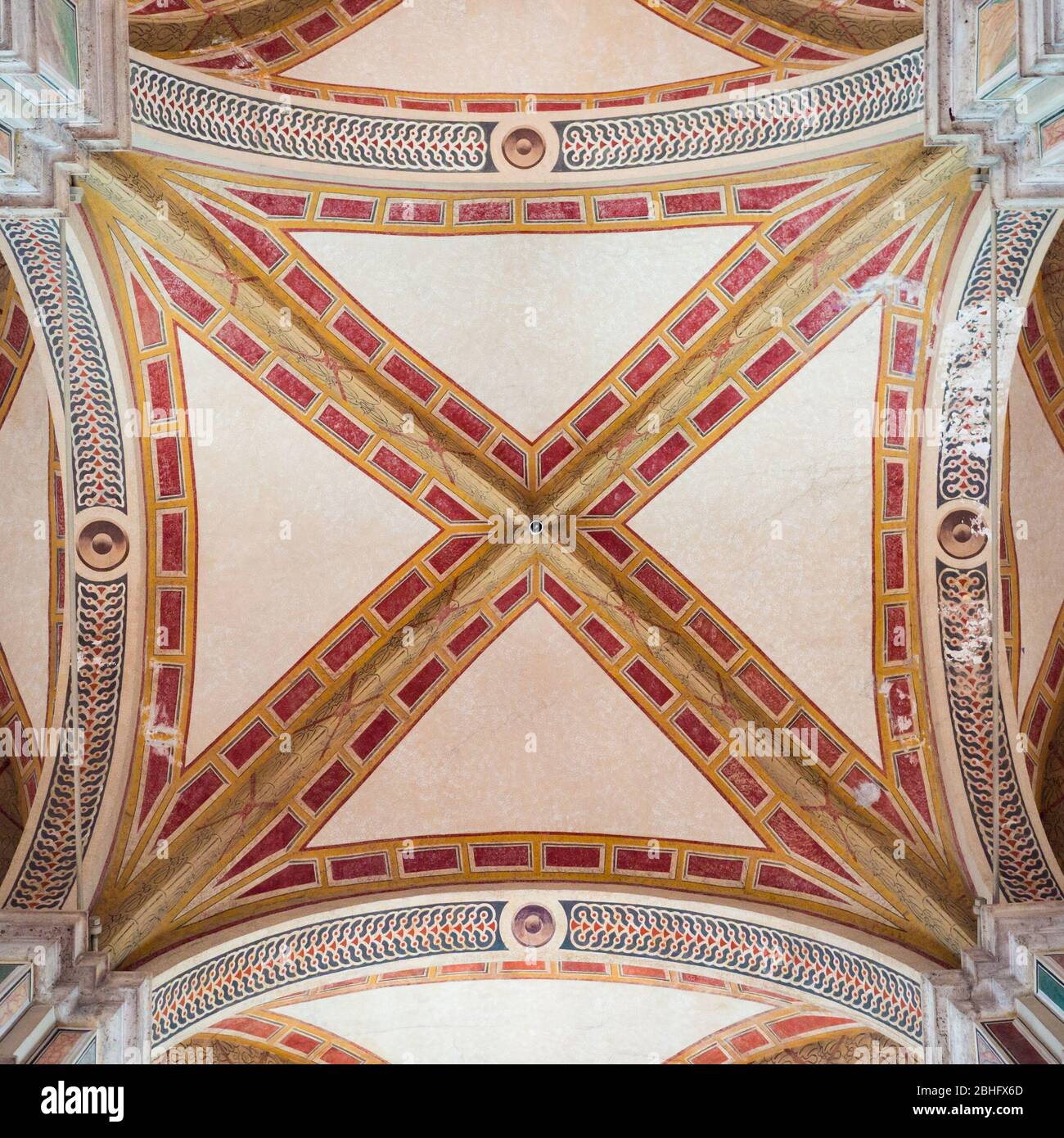 The cathedral of Santa Maria Assunta in Pienza. Detail of the decorated ceiling. Stock Photo