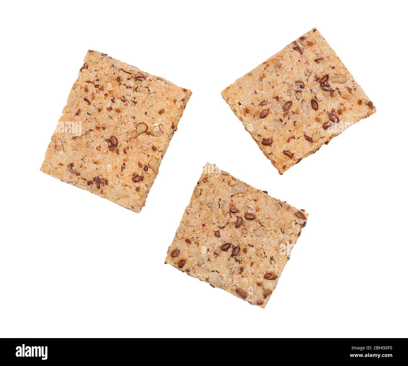 Healthy crackers with chia and flax seeds isolated on white background ...