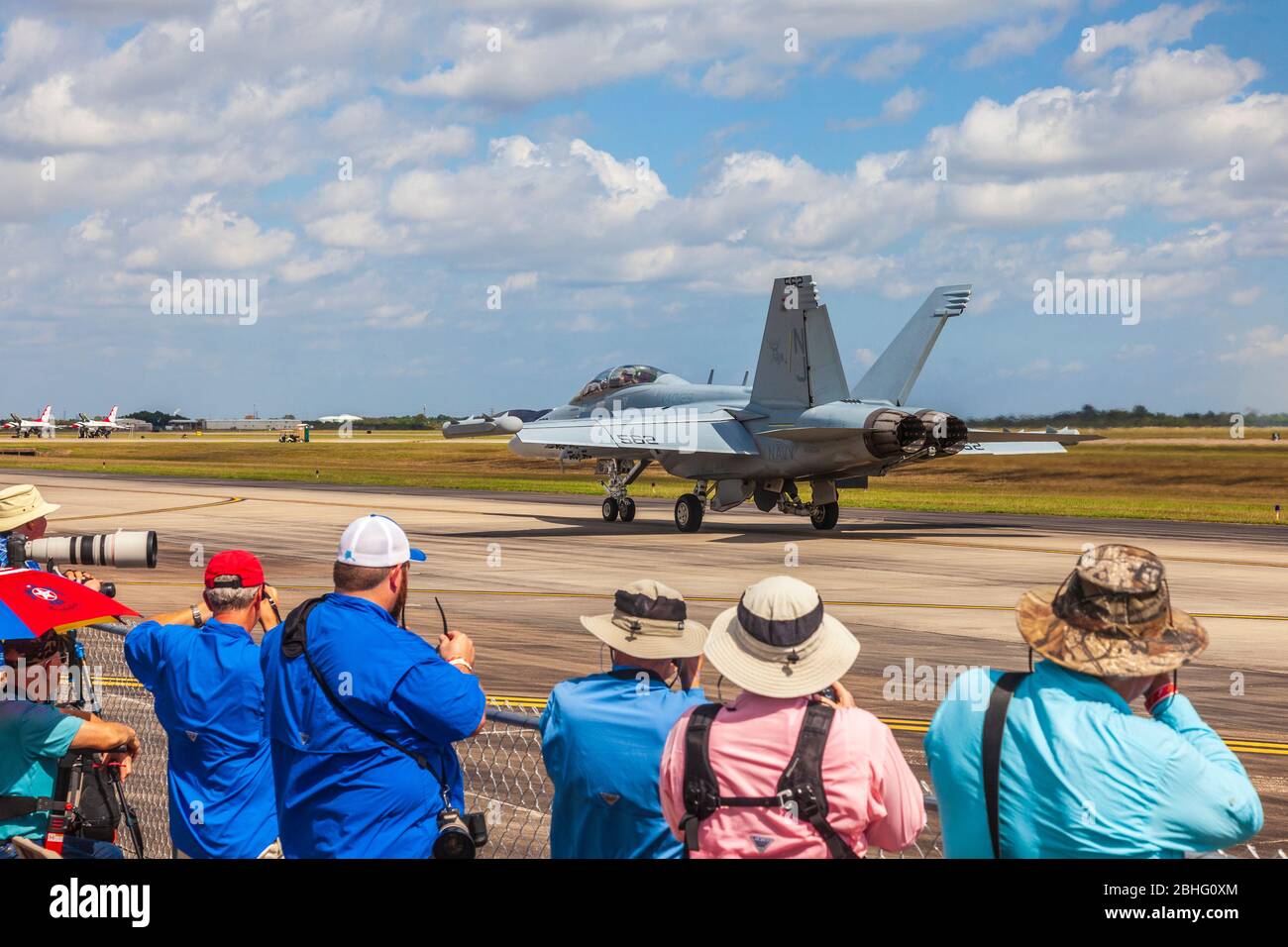 Boeing EA-18G Growler VAQ-129 at 2019 Wings Over Houston airshow at Ellington Field In Houston, Texas. Stock Photo