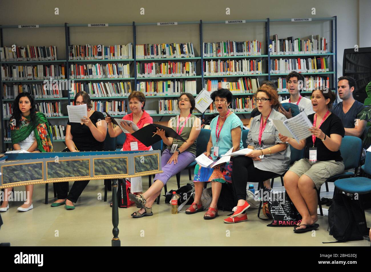 TURIN, ITALY - August 2012: Educational program to learn how to use the voice to sing together Stock Photo