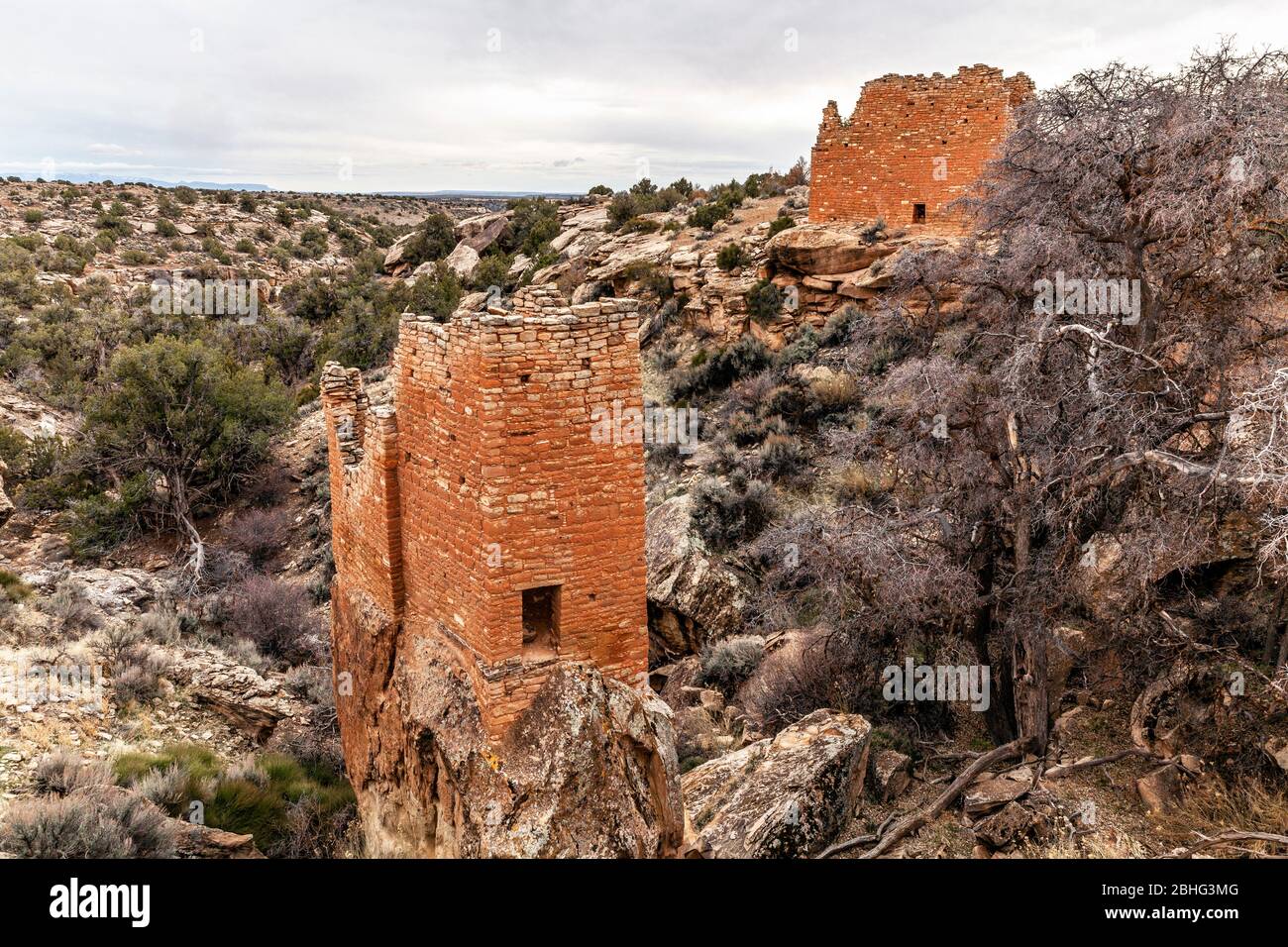UT00519-00...UTAH/Colorado  - Ancestral Pueblo People structure at The Holly Site in Hovenweep National Monument. Stock Photo