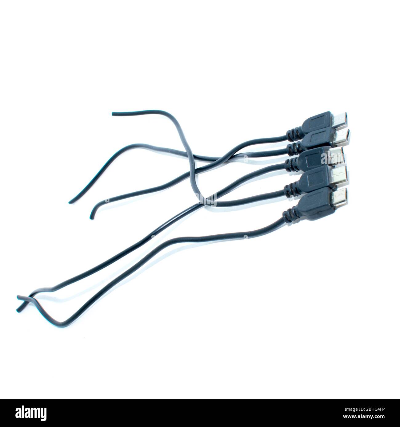 Micro USB 2 wire 4 wire pigtail cable black Stock Photo Alamy