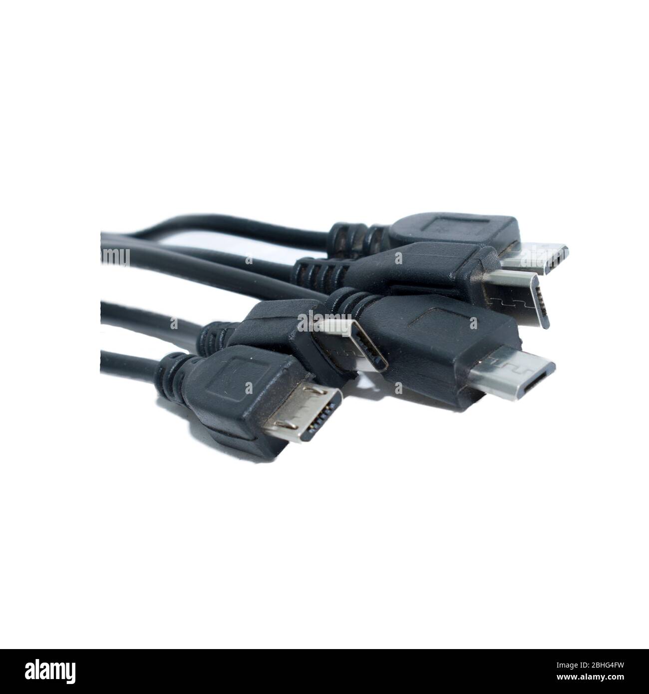 Micro USB 2 wire 4 wire pigtail cable black Stock Photo Alamy