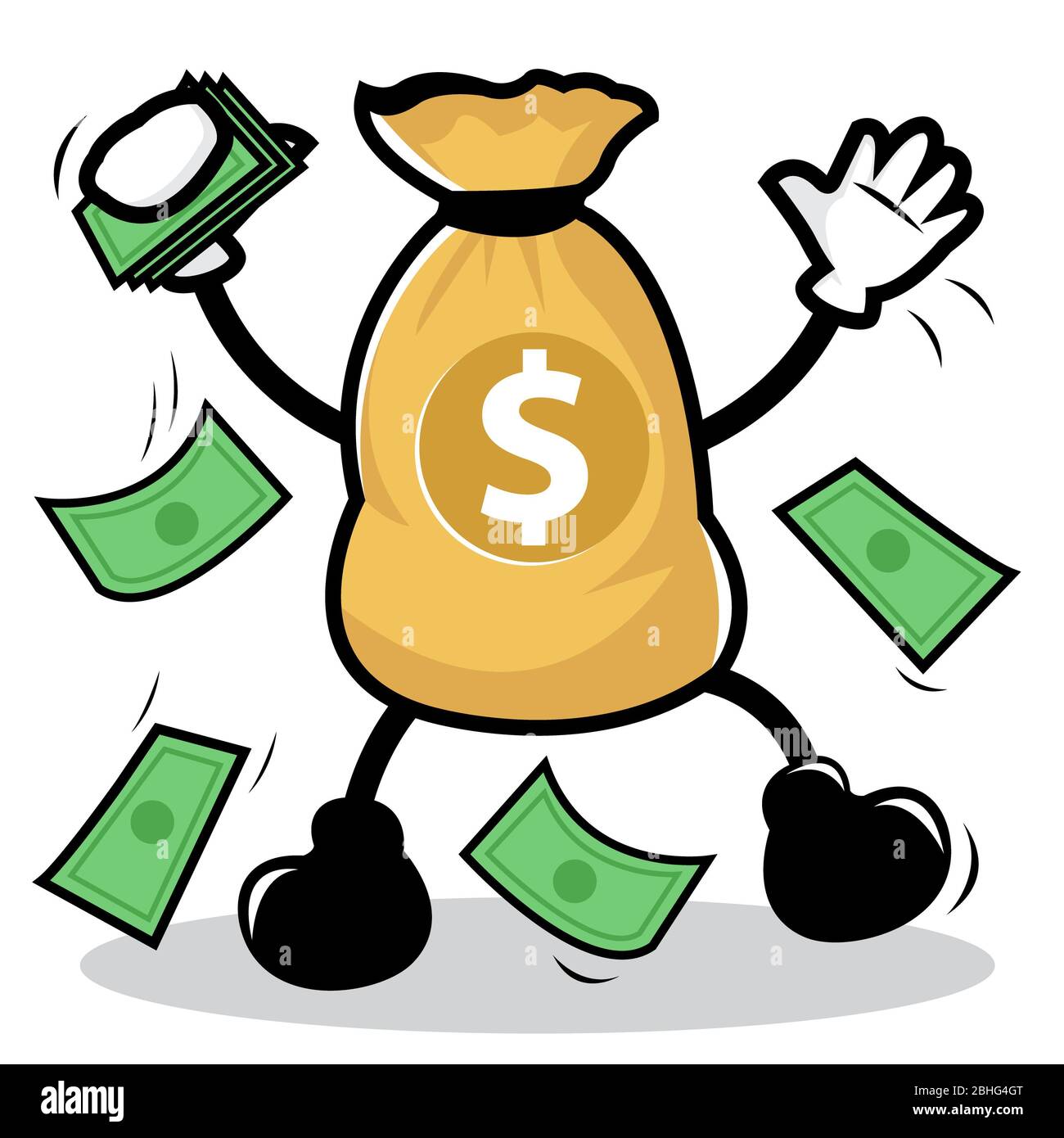 cartoon holding money bag