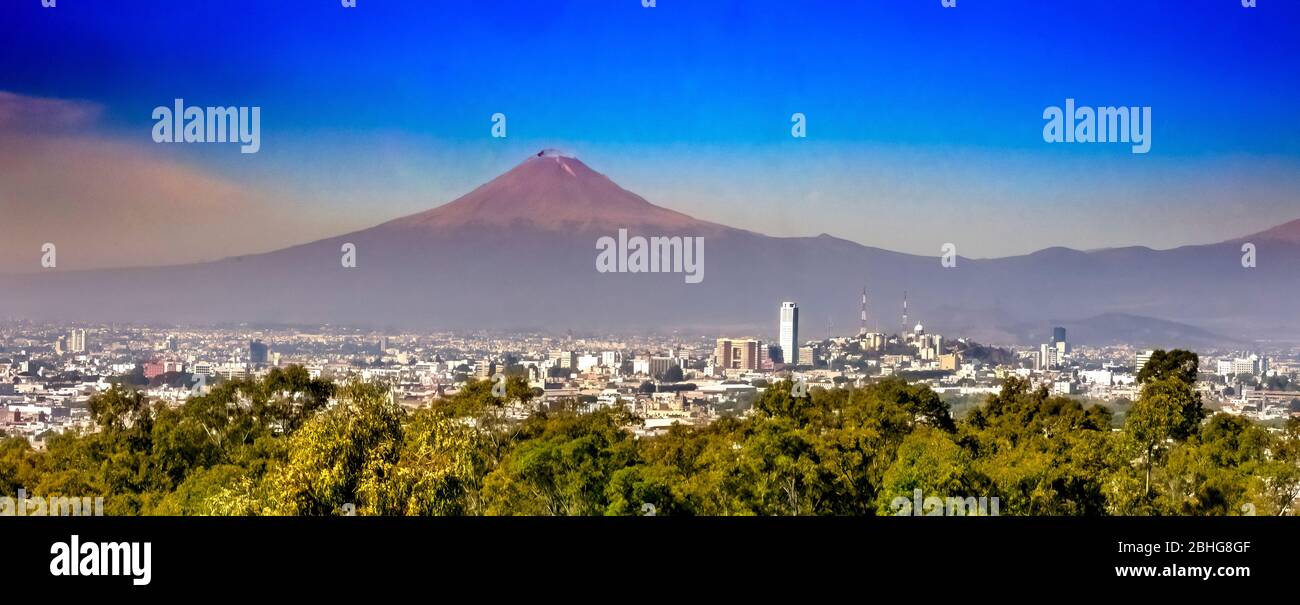 Overlook Buildings Churches Cityscape Volcano Mount Popocatepetl Puebla ...