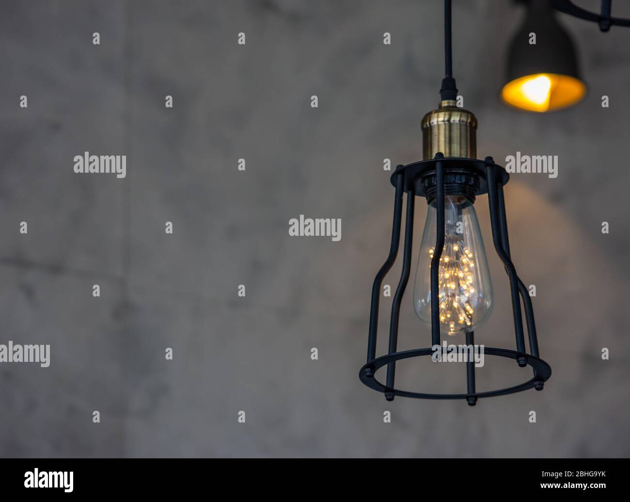 Round light bulbs for illumination at night Stock Photo