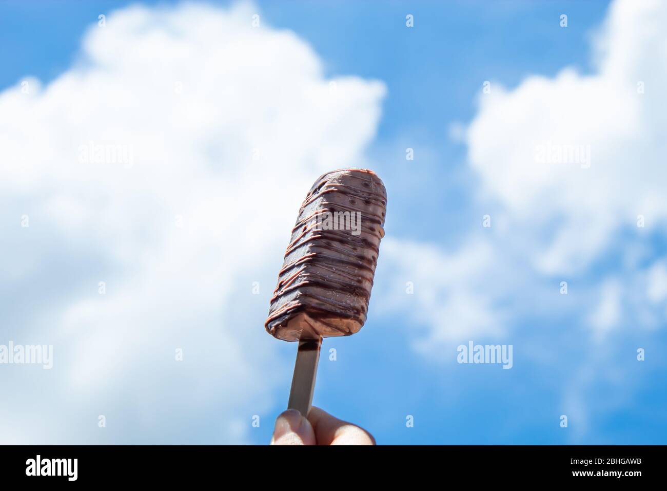 Ice cream bars, chocolate, with a clear sky Stock Photo