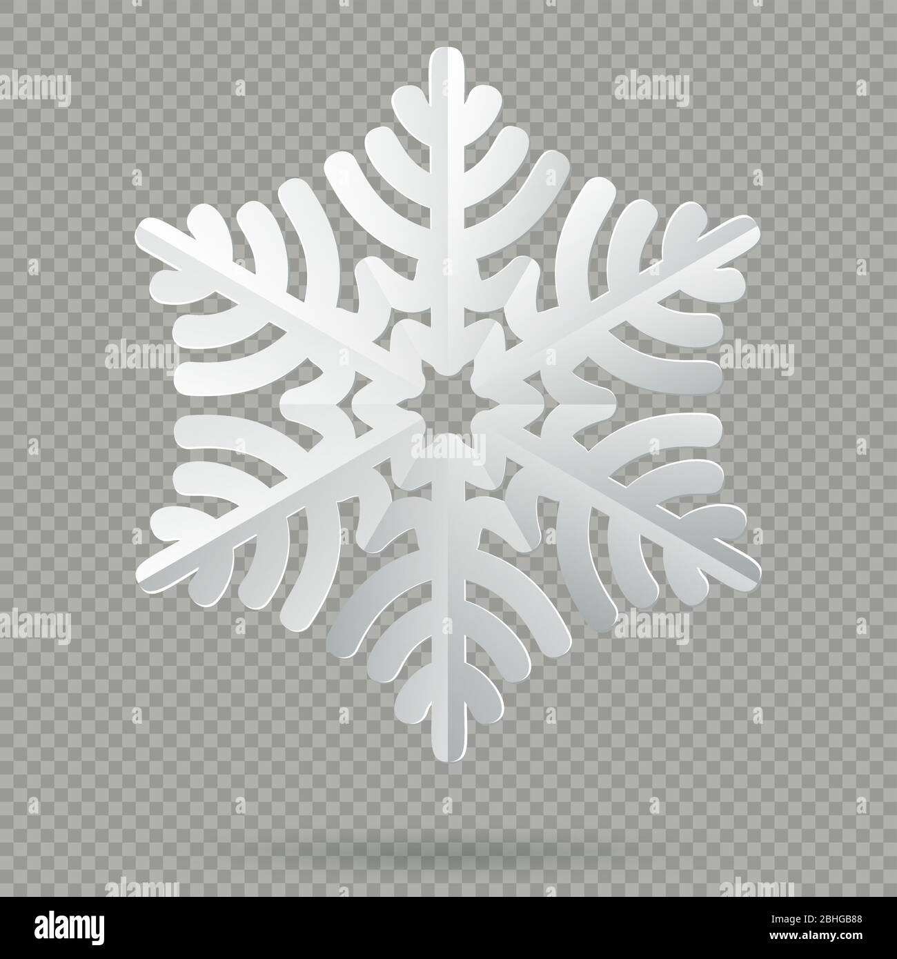 White realistic folded paper Christmas snowflake with shadow isolated ...
