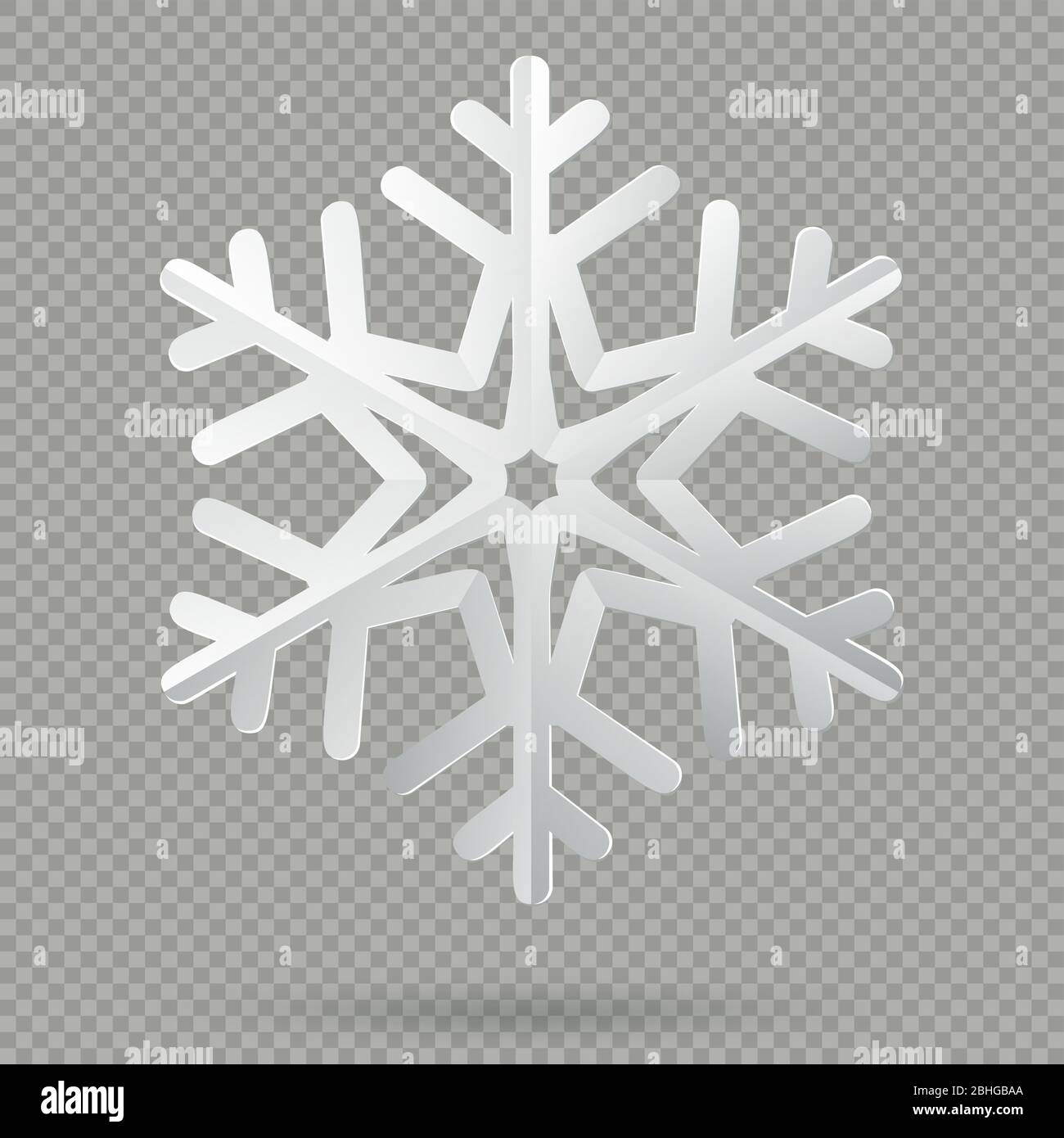 White realistic folded paper Christmas snowflake with shadow isolated ...