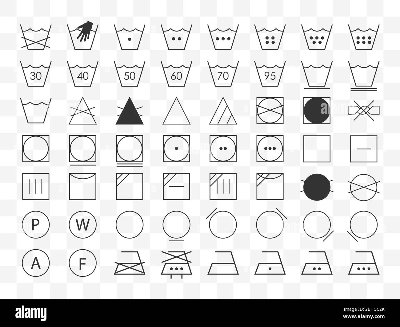 Laundry symbols icon set. Vector illustration, flat design Stock Vector ...