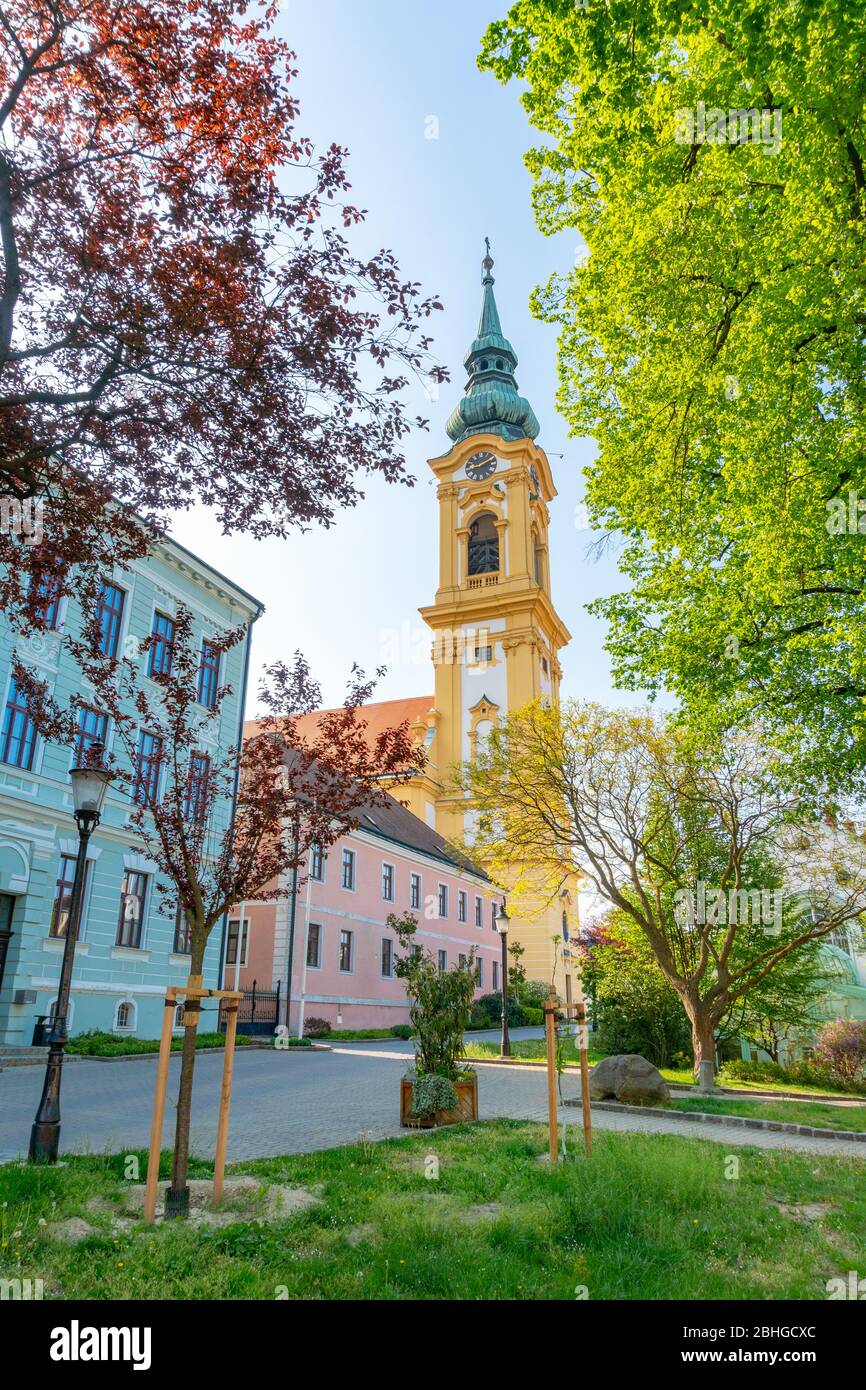 Stockerau in Weinviertel, Lower Austria. Church of the holy St. Stephan during springtime. Stock Photo